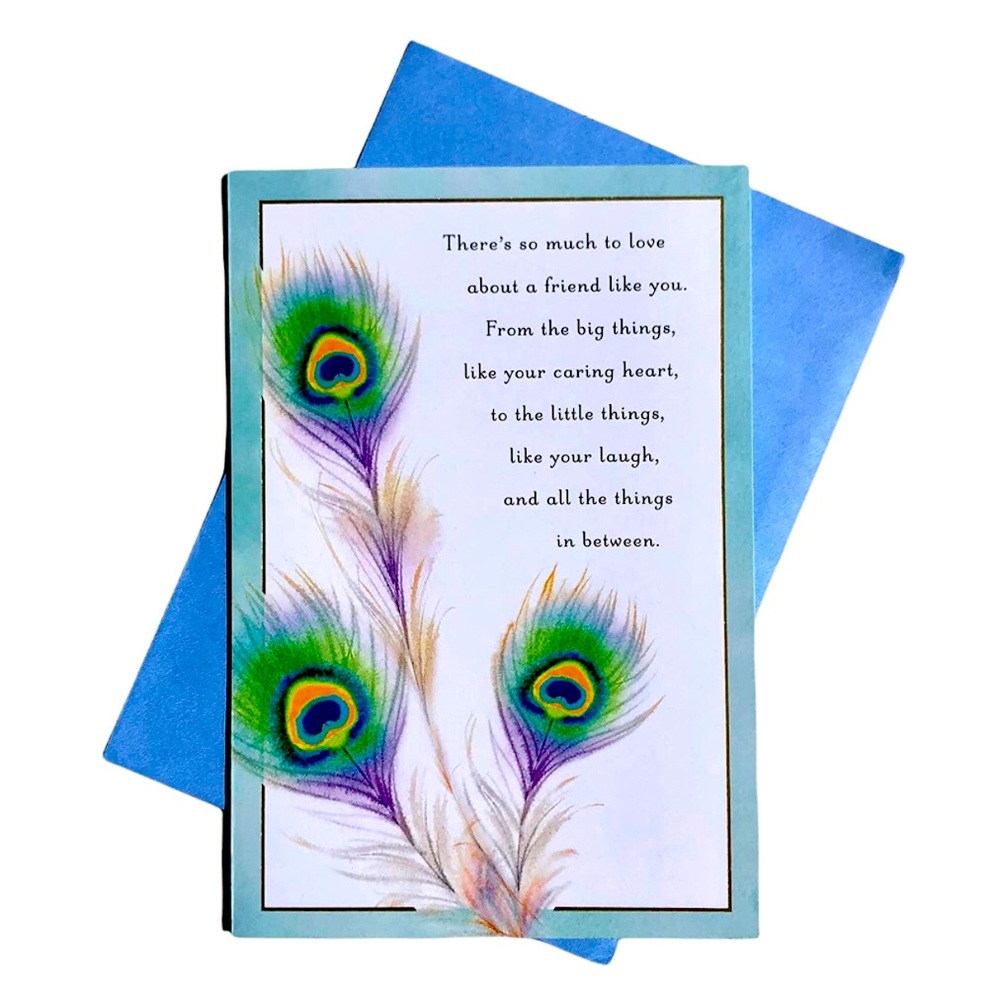 Expressions Peacock Feather Friendship Greeting Card (LWS1033), Single (1) Card
